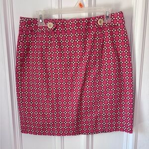 Women’s Talbots Pink/Brown Geometric Print Skirt Back Zip Size 10 petite